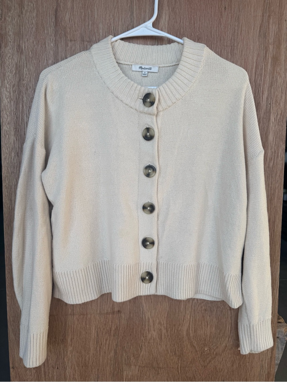 Madewell 100% Cotton Cream Button-Front Cardigan Sweater